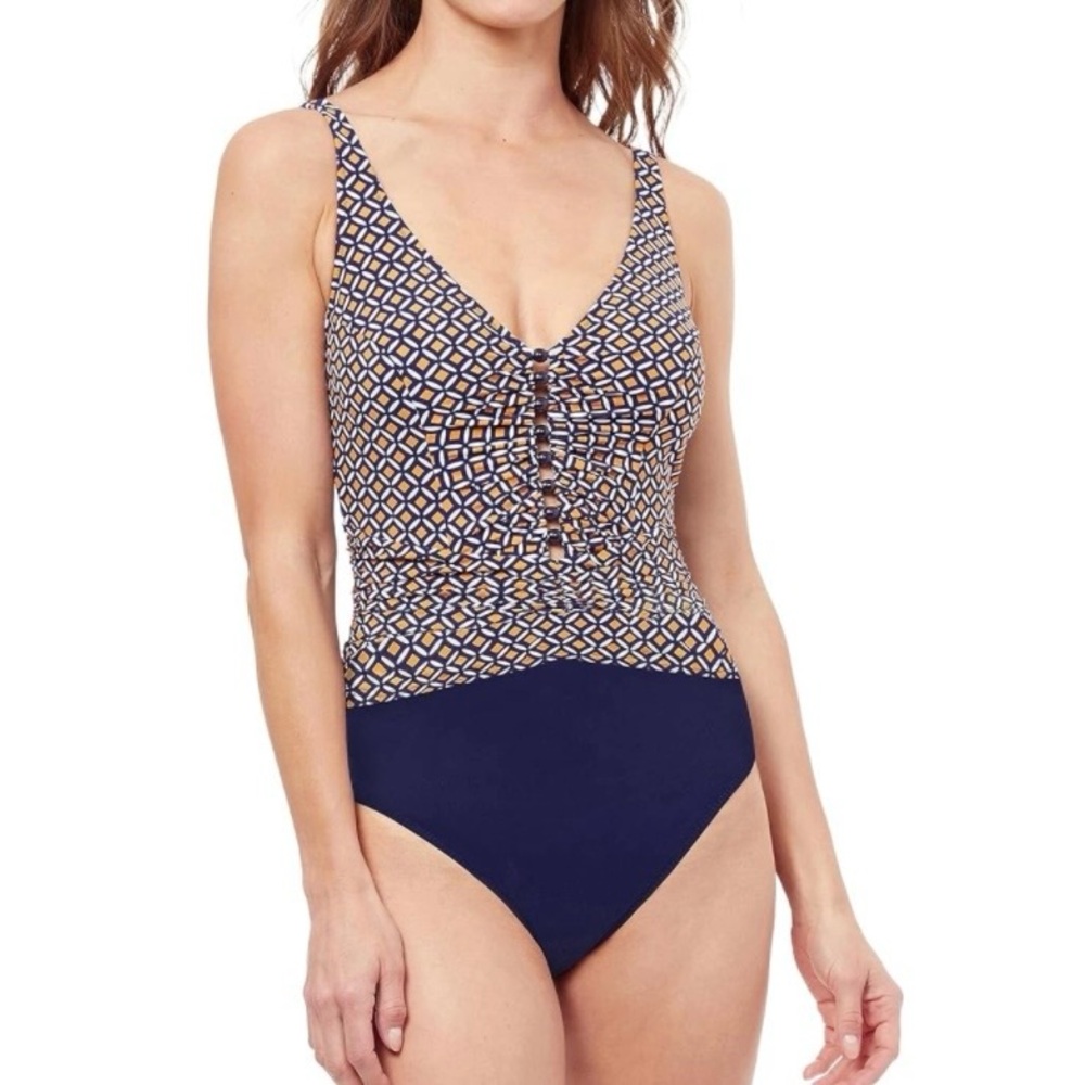 Profile by Gottex Women's Standard Let It Be V-Neck Twist Waist One Piece Size 6